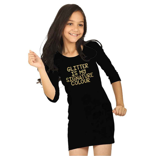 Gold Media Black Knitted Dress For Mom Daughter