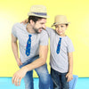 Grey Melange Tie Print Father-Son Tees