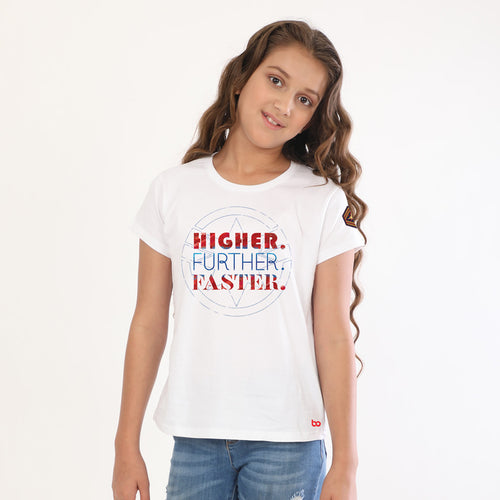 Higher Further Faster(White) Captain Marvel, Sisters Tees