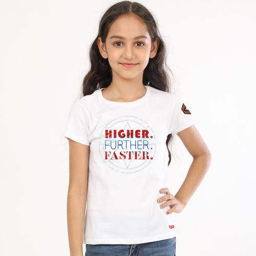 Higher Further Faster(White) Captain Marvel, Sisters Tees