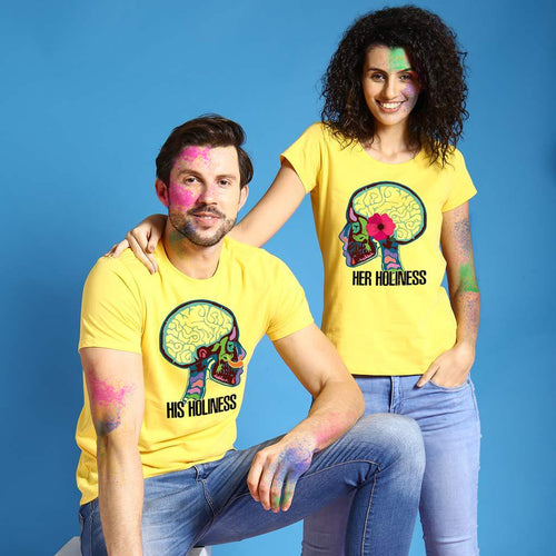 His/Her Holiness , Matching Holi Couple Tees