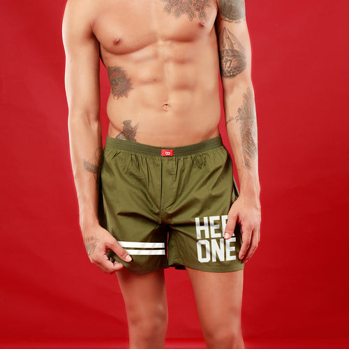 Her One/His Only, Matching Olive Green Couple Boxers