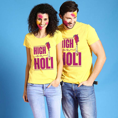 High On Holi Couple Tees