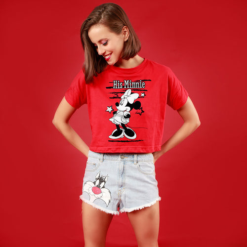 Her Mickey/His Minnie, Disney Couple Crop Top For Women