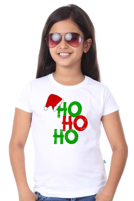 Ho ho ho, santa caps dad and daughter tees for daughter