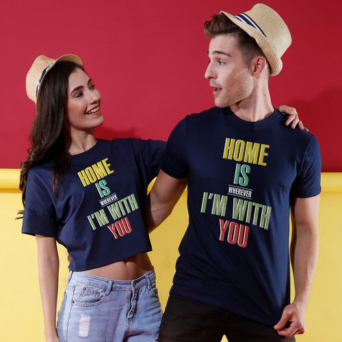 Home Is Wherever Couple Crop Top & Tee