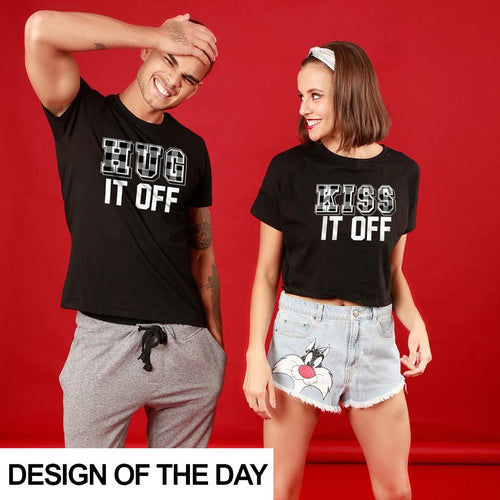 Hug It Off, Matching Couple Crop Top And Tee