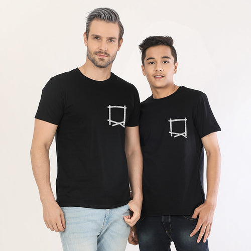 White Pocket Dad And Son Adult Tshirt