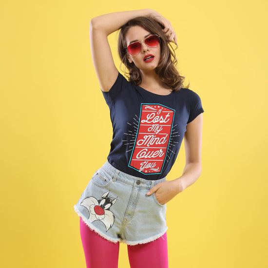 I've Lost My Mind, (Navy Blue) Matching Couples Tees For Women