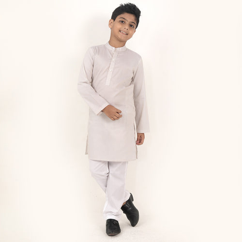 Off-White Stripes Matching Kurta & Pyjama Set For Son