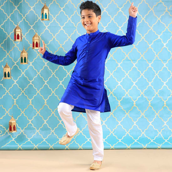 Royal Blue Kurta Pyjama Set For Son