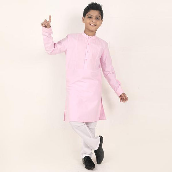 Quilted Light Pink Matching Kurta & Pyjama Set For Boys