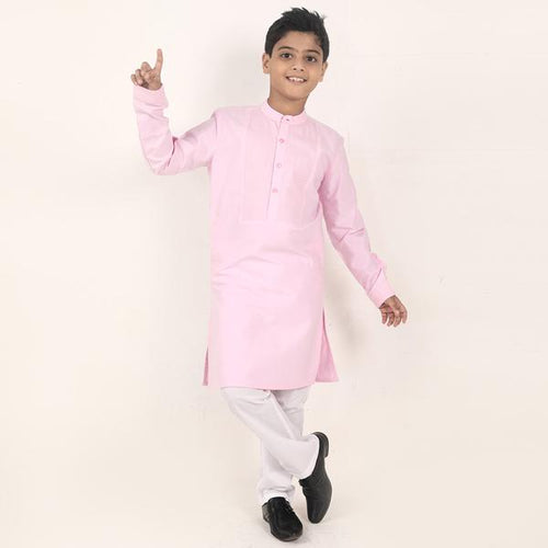 Quilted Light Pink Matching Kurta & Pyjama Set For Son