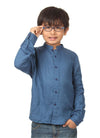 Blue mandarin collar full sleeve shirt