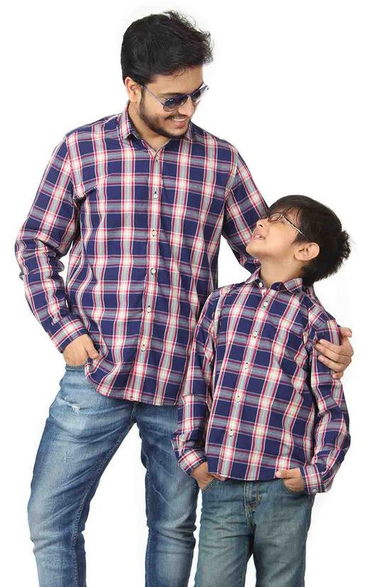 Navy Blue checks full sleeve shirt