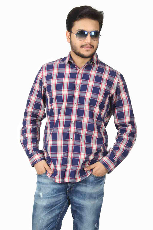 Navy Blue checks full sleeve shirt