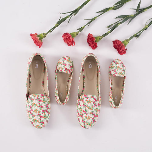 Floral White Matching Ballerinas For Mom And Daughter