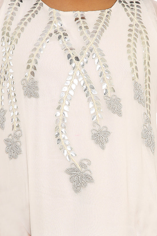 White Embroidered kurta set and resham zardosi work fusion dress