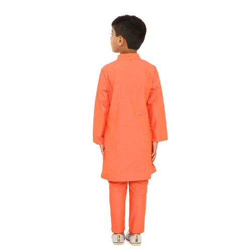 Orange resham work kurta set and fusion dress