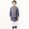 Boys Premium Navy Batik Rose Print Bandi/Ethnic Waist Coat