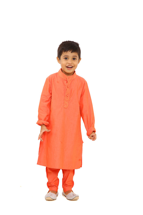 Orange resham work kurta set and fusion dress