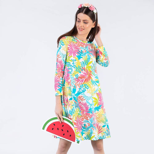 Tropical Addiction Flare Dress For Women