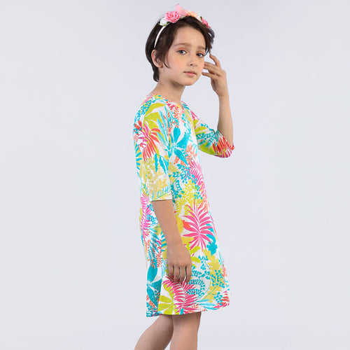 Tropical Addiction Flare Dress For Girl