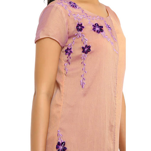 purple flap resham and stone work fusion dress