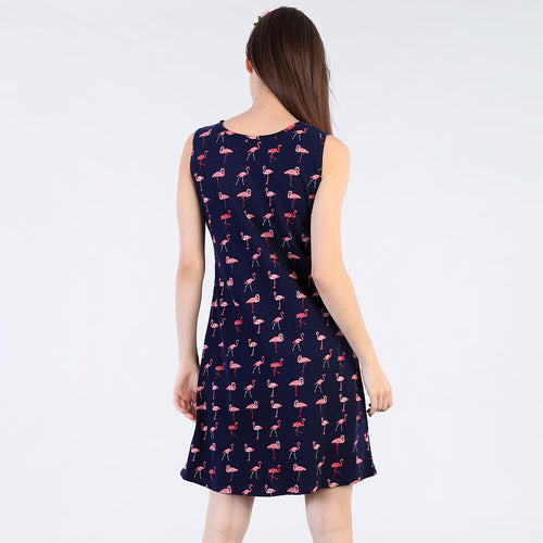 Funky Flamingos Printed Shift Dress For Women