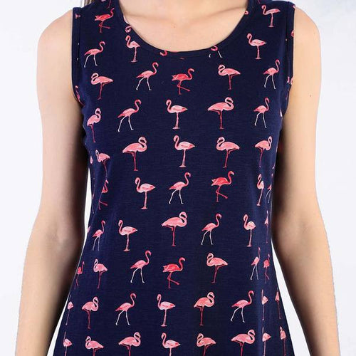 Funky Flamingos Printed Shift Dress For Girl