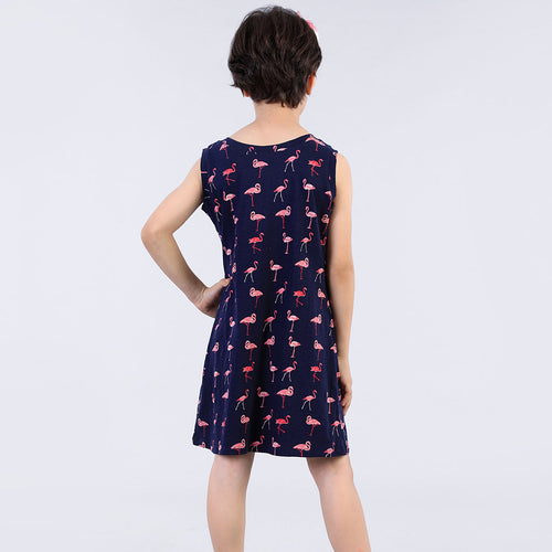 Funky Flamingos Printed Shift Dress For Mom And Daughter
