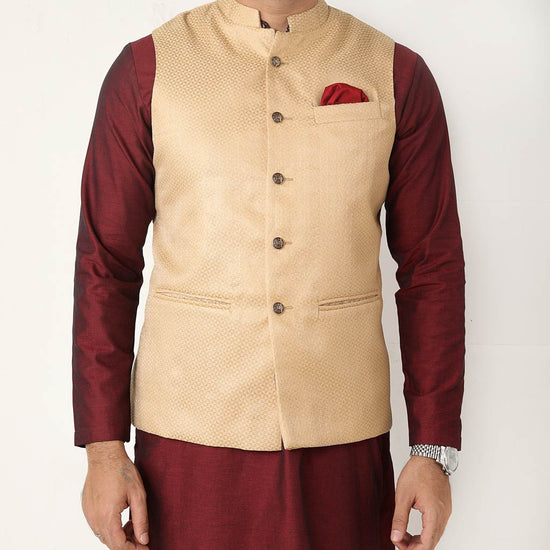 Men's Premium Gold Brocade Bandi/Ethnic Waist Coat