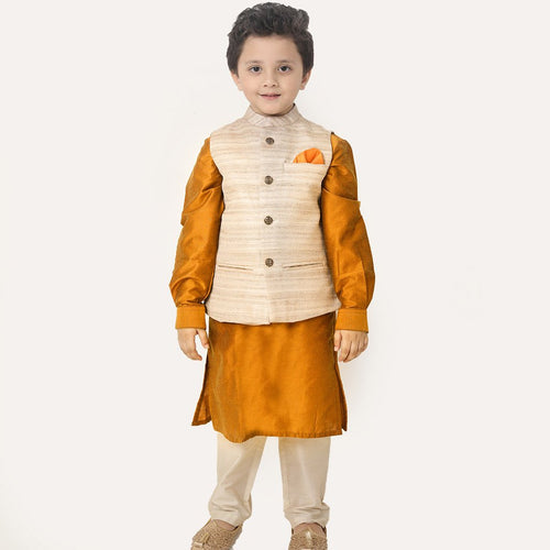 Boys Premium Khadi Silk Textured Bandi/Ethnic Waist Coat