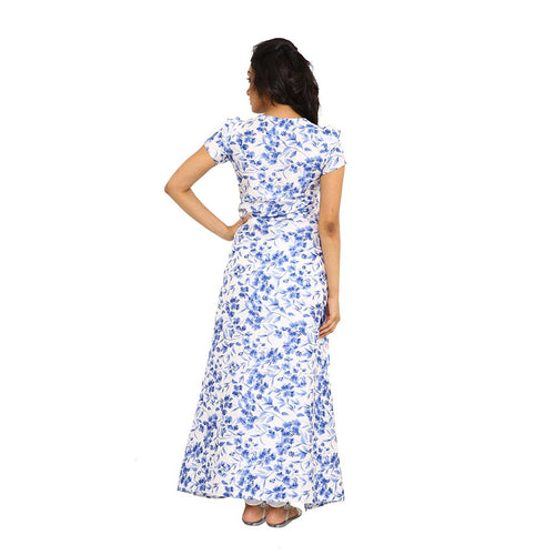 print emroidery fusion front slit dress with dhoti pant