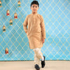 Beige Cotton Silk Kurta & Pyjama Set For Son