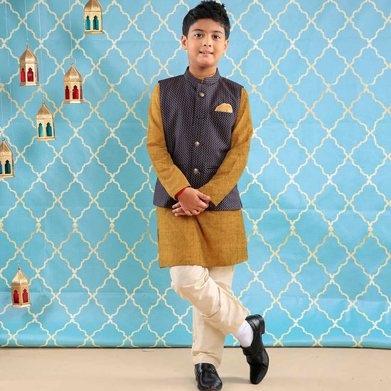 Mustard Kurta & Pyjama Set For Boys