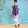 Dark Purple Bandi With Kurta & Pyjama Set For Son