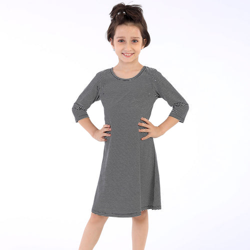 Hypnotic Stripes Flare Dress For Daughter