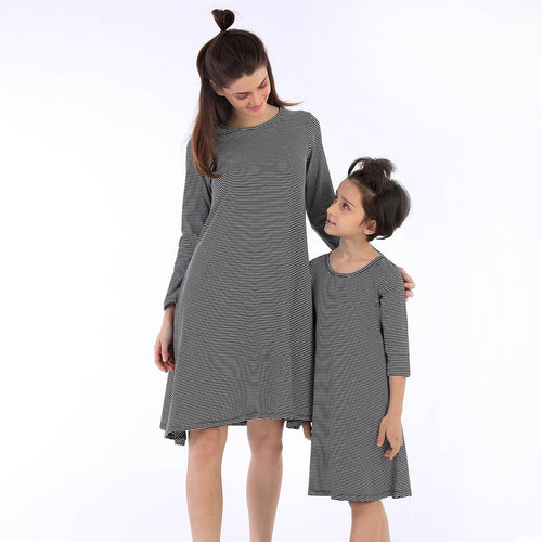 Hypnotic Stripes Flare Dress For Mom And Daughter
