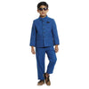 Blue Textured regular fit bandhgala suit for Father-Son