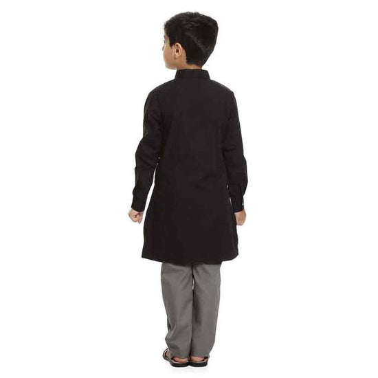 Black And Grey Color Blocking Kurta Pyjama For Boy