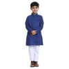 Blue kurta with White pyjama set for Father-Son