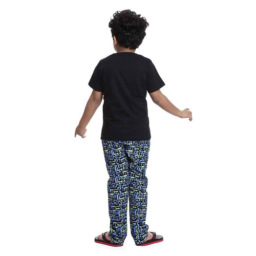 Black and blue Printed Matching Dad & Son Pyjamas