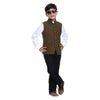 Bandhgala bandi with white mandarin collar shirt set for Father-Son