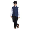 Blue bandh gala bandi with white mandarin collar shirt set for Father-Son