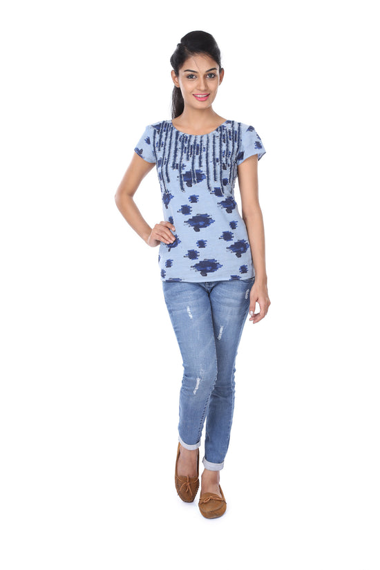 Denim frayed Top for Women