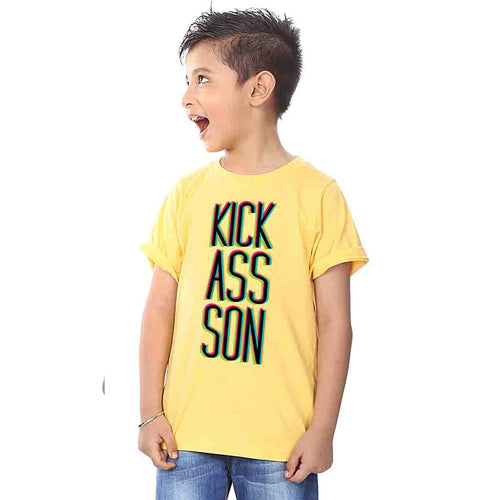 Yellow Kickass Dad And Son Tshirt