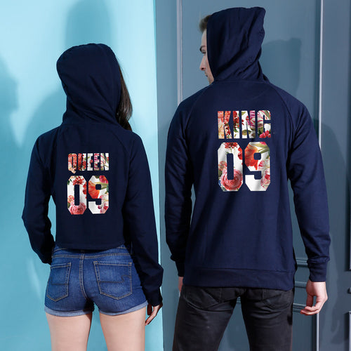 King And Queen, Matching Hoodie For Men And Crop Hoodie For Women