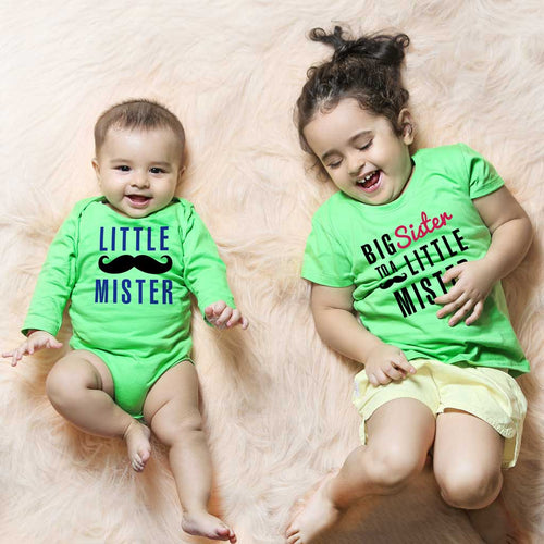 Big Sister To Little Mister, Matching Tee And Bodysuit For Sister And Baby Brother