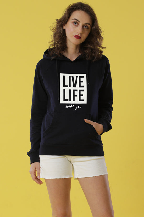 Live Life Black Hoodies For Women